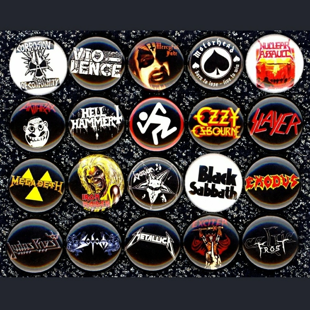 Metal bands music set of 20! 1inch size buttons/pins